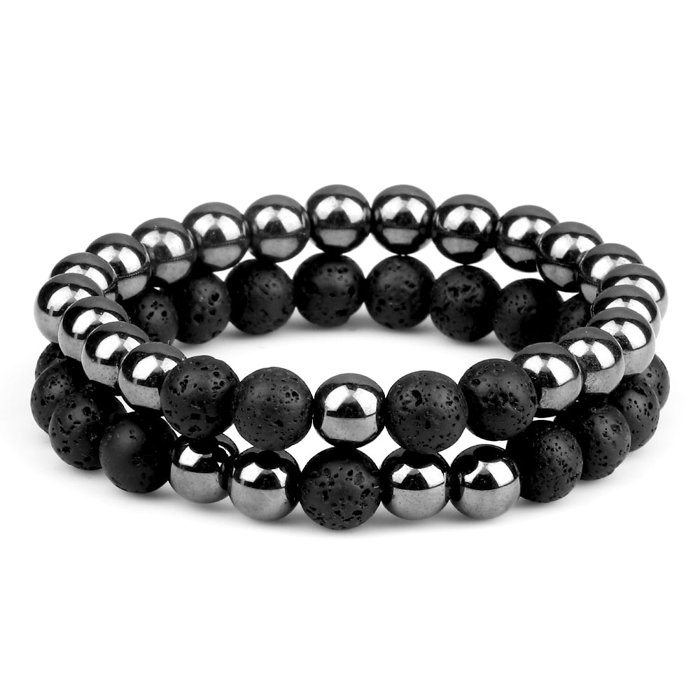 Opposites Hematite Lava Bracelets Set - TeamPlanting