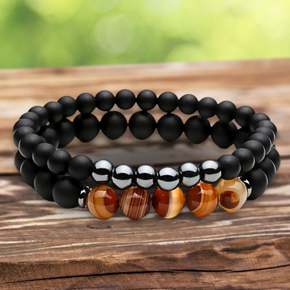 Complements Hematite Agate Bracelets Set - TeamPlanting