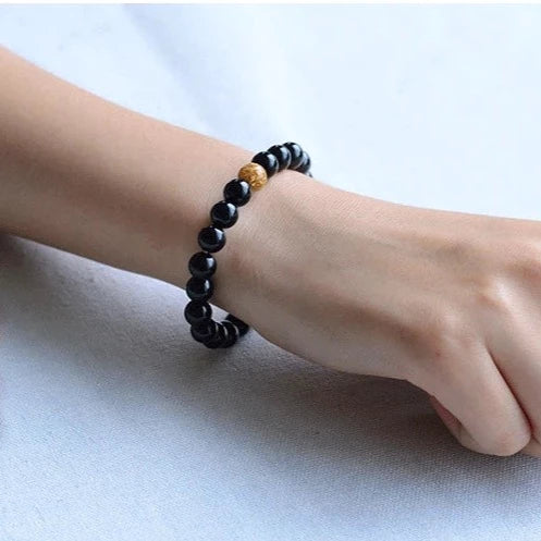 Golden Quartz Drop Onyx Bracelet