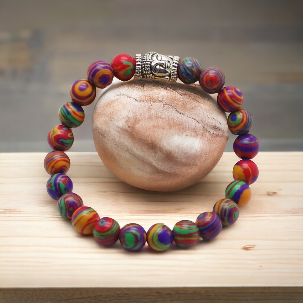 Rainbow Calsilica Buddhist Bracelet
