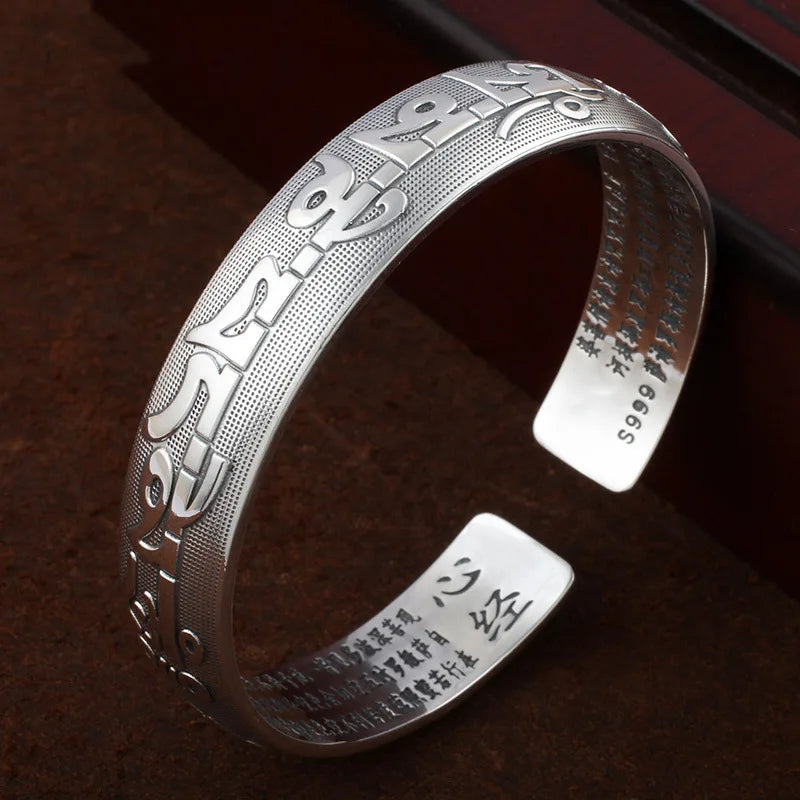 Emperor's Silver Sanskrit Engraved Bangle
