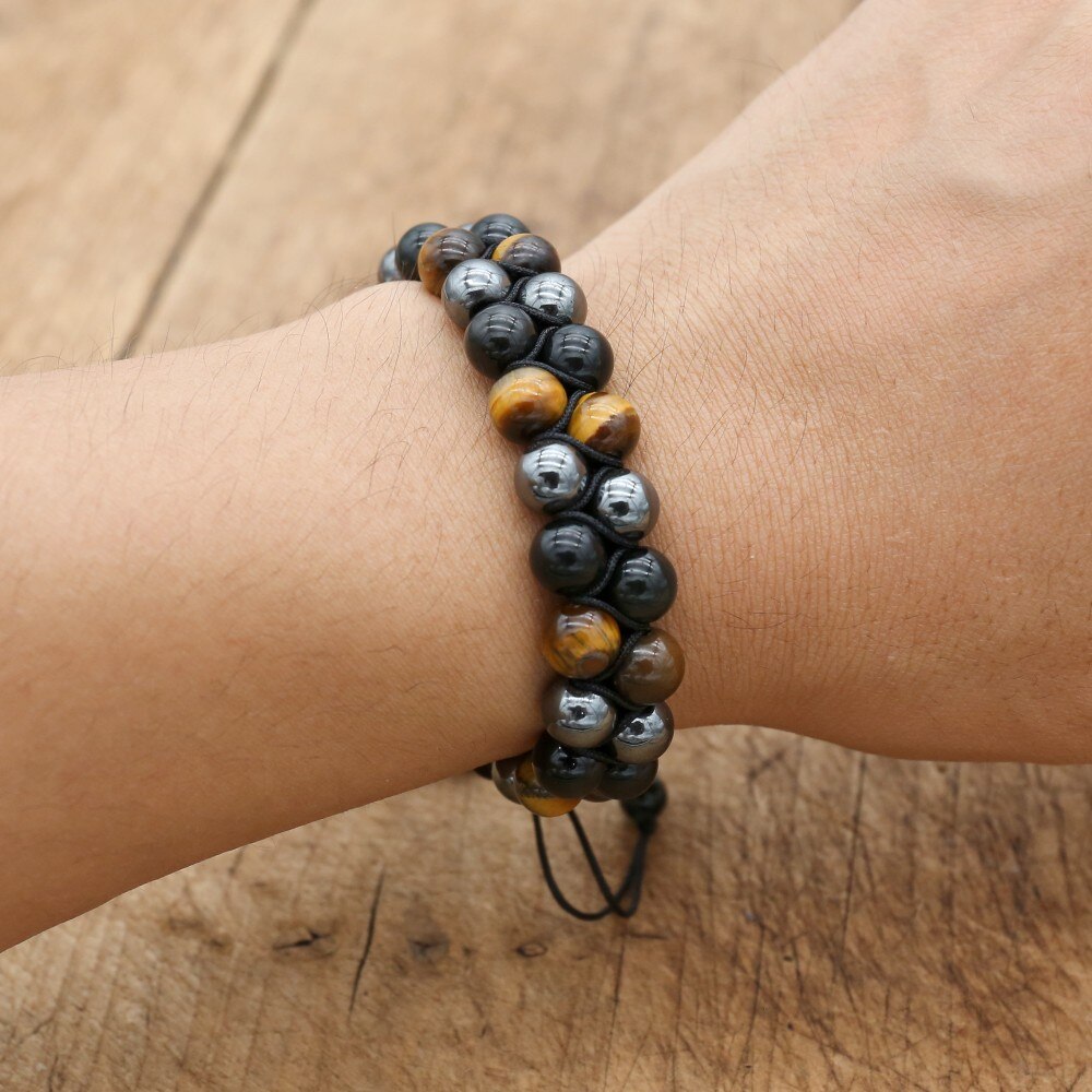 Triple Protection - Tiger's Eye Obsidian Hematite Dual Bracelet - TeamPlanting