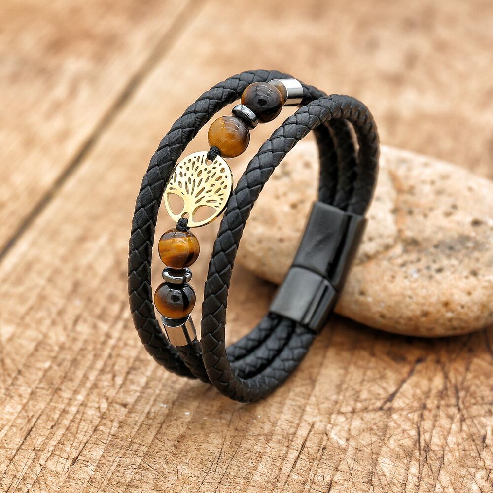 A Fresh Start - Tiger's Eye Tree of Life Braided Bracelet - TeamPlanting