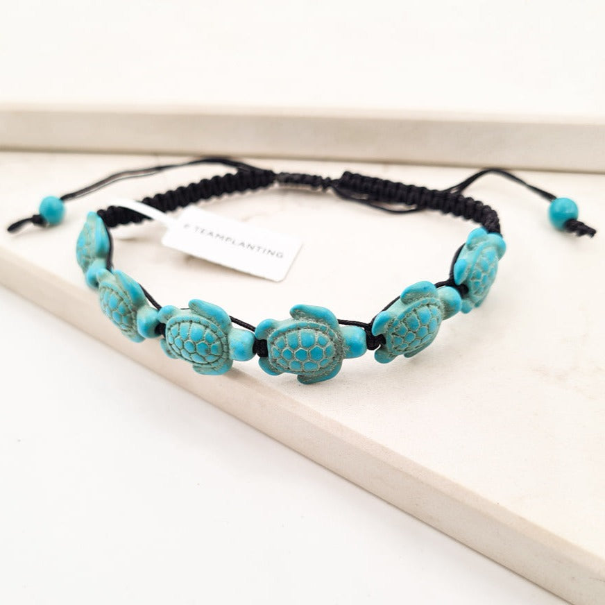 Life of Positivity - Turquoise Turtle Charm Bracelet - TeamPlanting