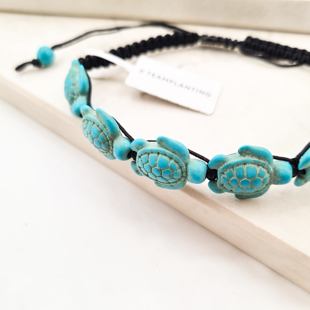 Life of Positivity - Turquoise Turtle Charm Bracelet - TeamPlanting