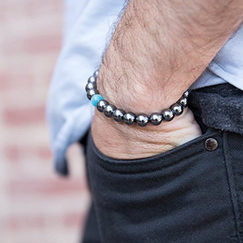 Grounded In Balance - Hematite Aquamarine Bracelet - TeamPlanting