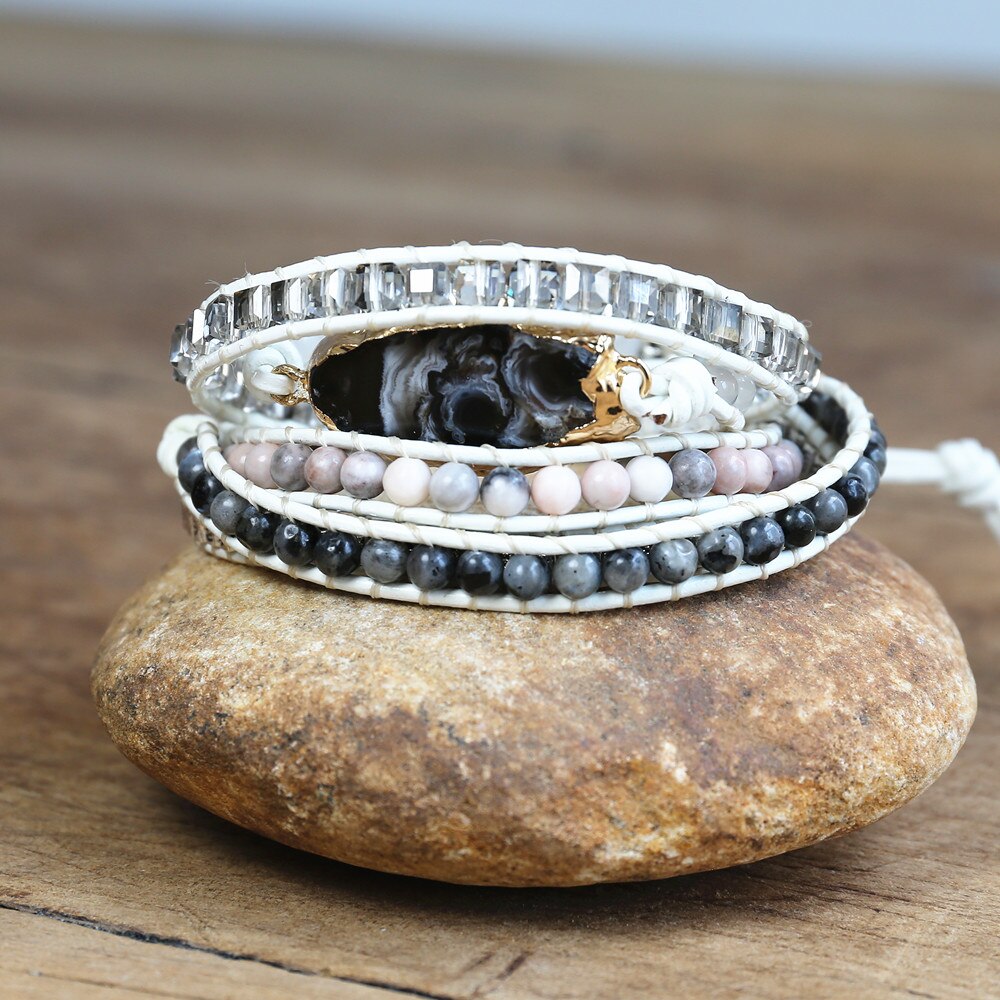 Invincible Harmonizer - Black Agate Wrap Bracelet - TeamPlanting