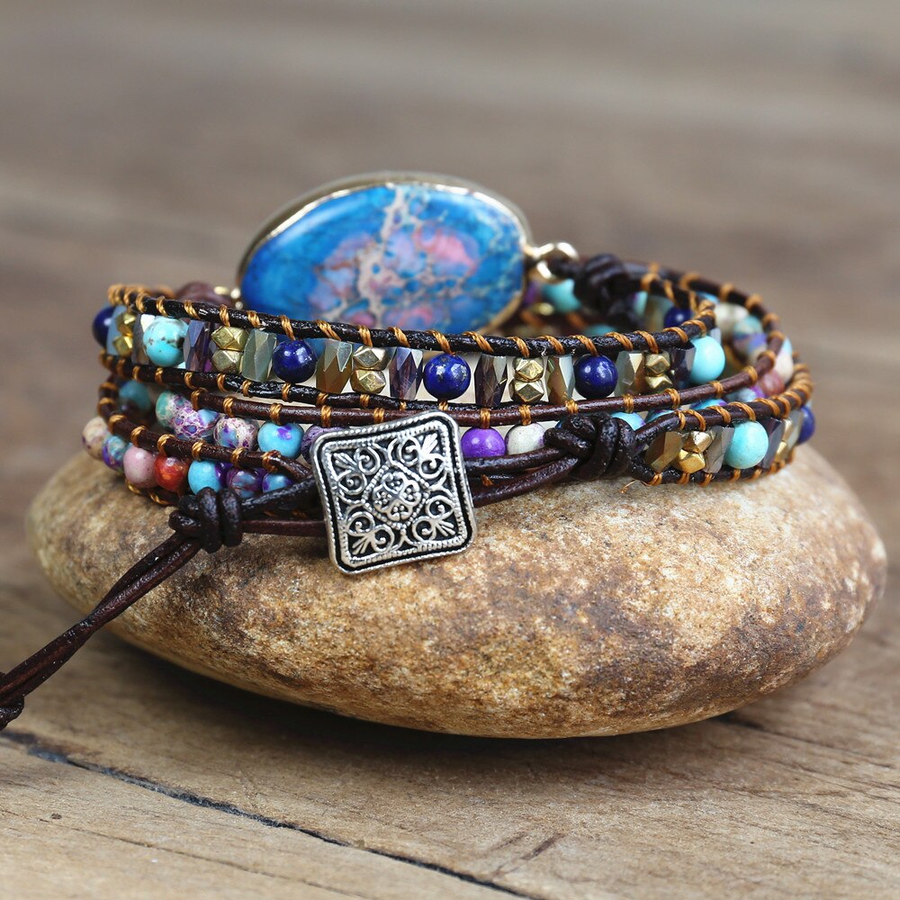 Conscious Elegance - Blue Agate Wrap Bracelet - TeamPlanting