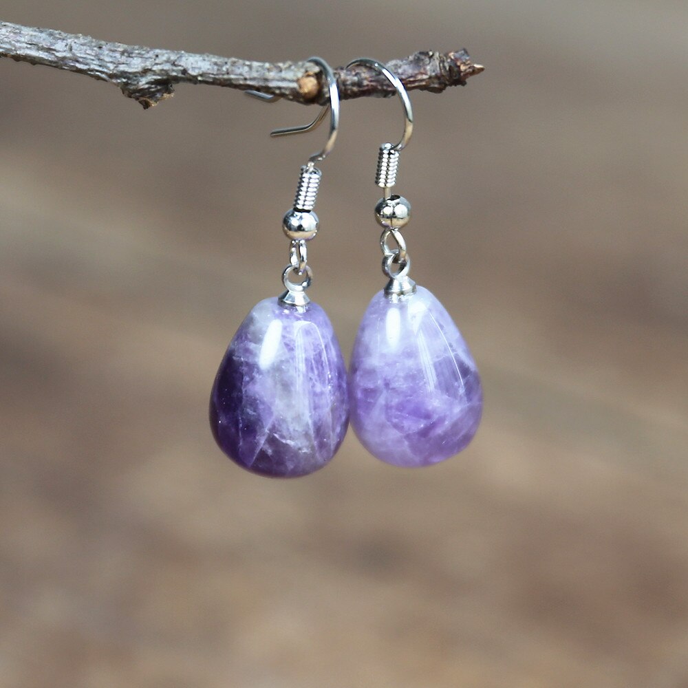 Purple Mindfulness - Amethyst Teardrop Earrings - TeamPlanting