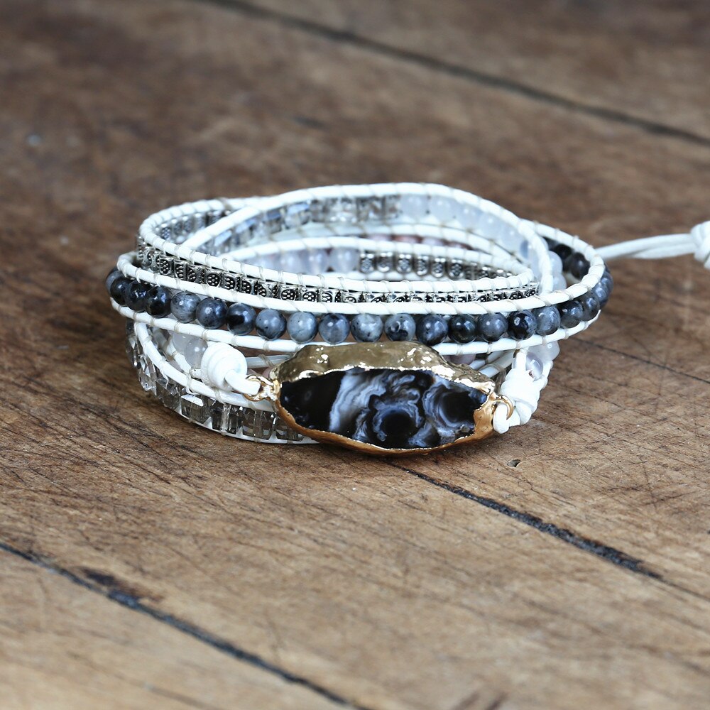Invincible Harmonizer - Black Agate Wrap Bracelet - TeamPlanting