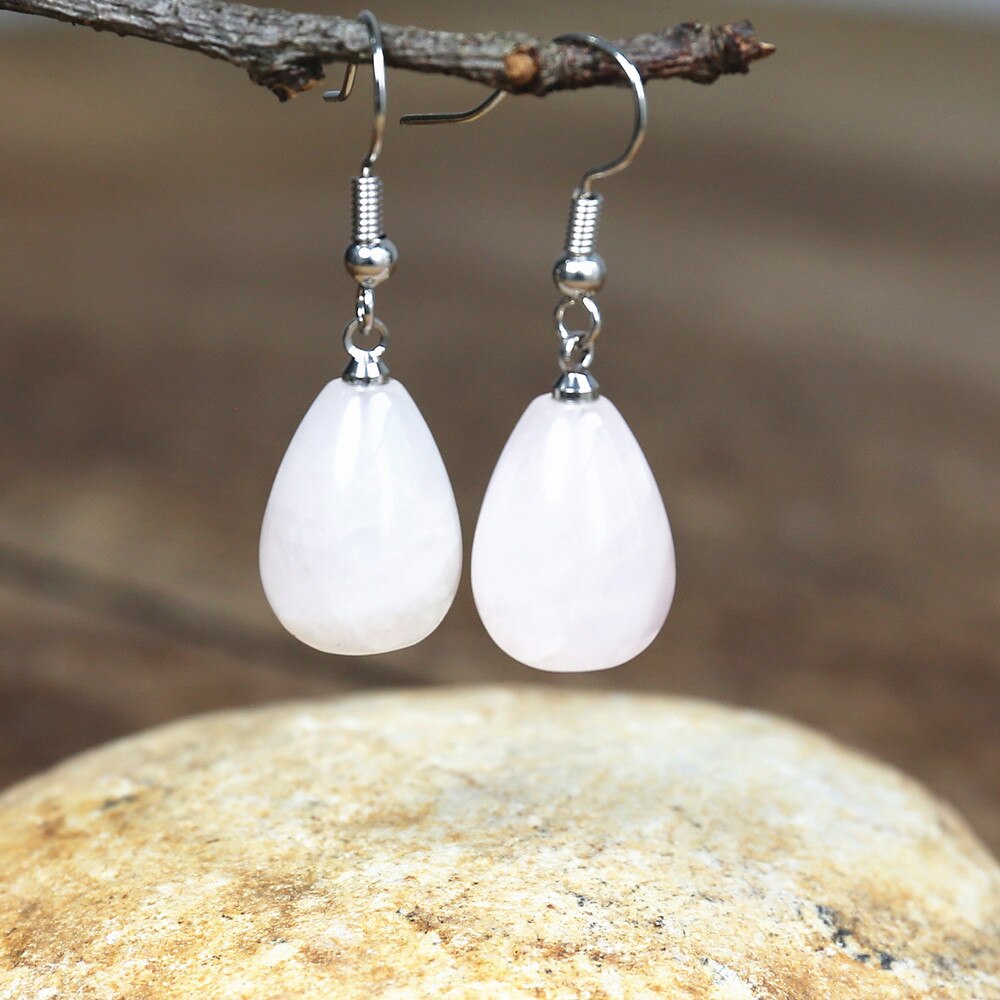 Vivacious energy - Rose Quartz Teardrop Earrings - TeamPlanting