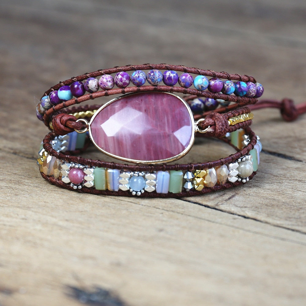 Pure Strength & Growth - Pink Opal Wrap Bracelet 0 - TeamPlanting