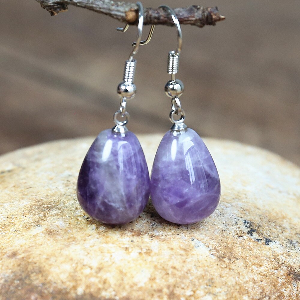 Purple Mindfulness - Amethyst Teardrop Earrings - TeamPlanting