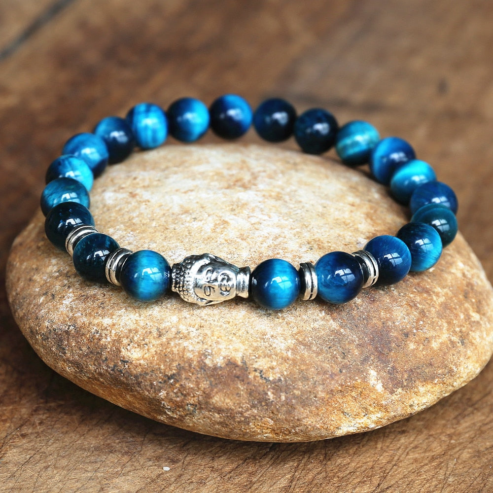 Intense Power - Blue Tiger's Eye Buddah Bracelet - TeamPlanting