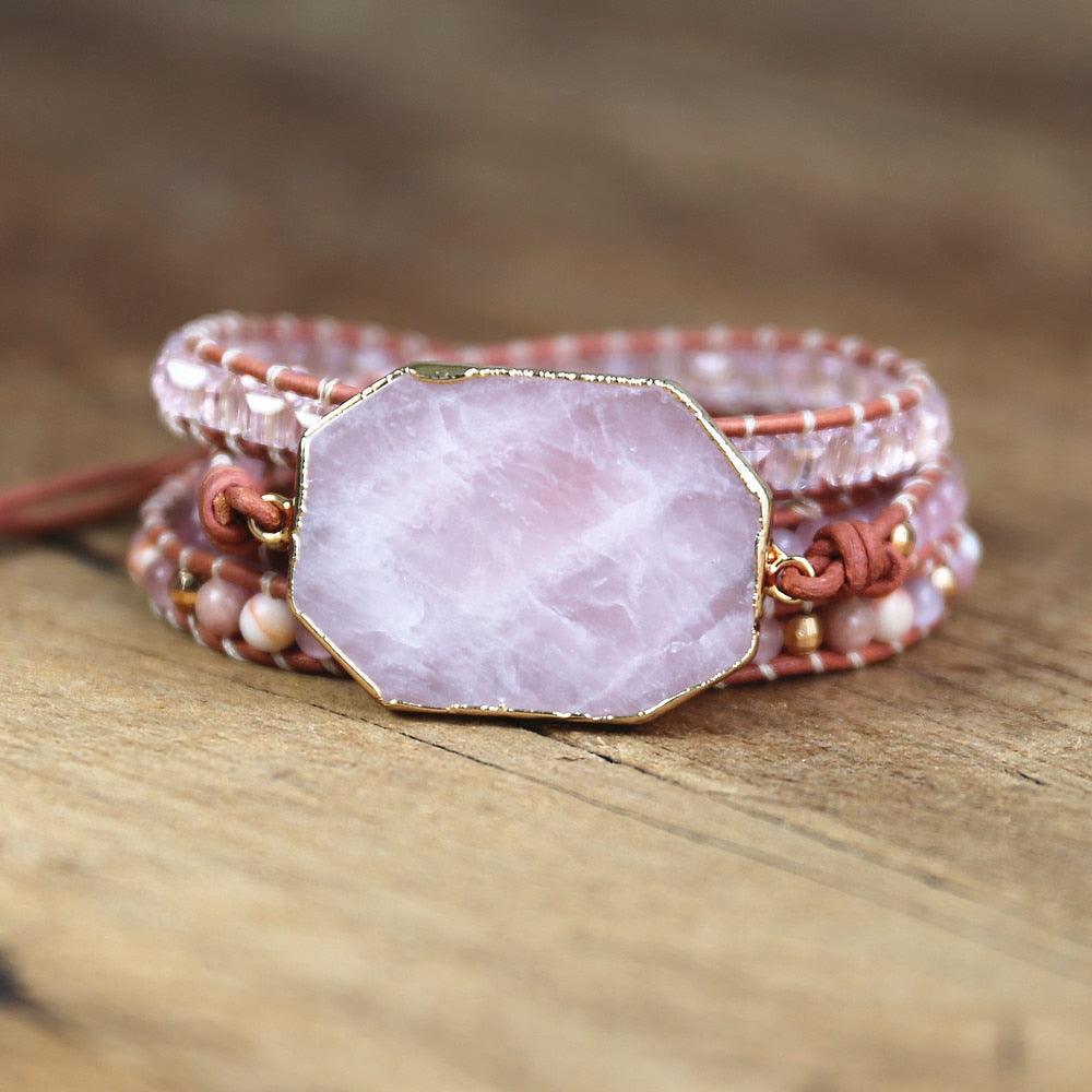 Fiery Love - Rose Quartz Wrap Bracelet 0 - TeamPlanting