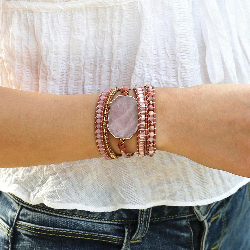 Fiery Love - Rose Quartz Wrap Bracelet 0 - TeamPlanting