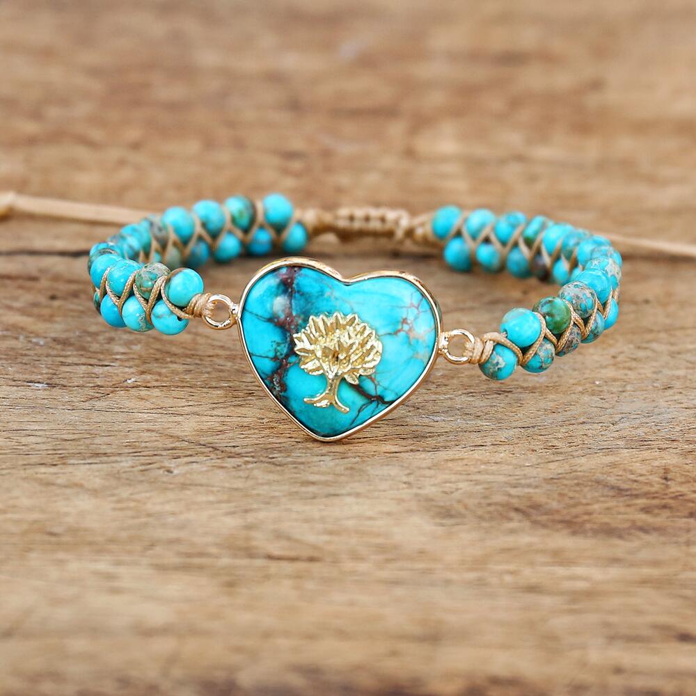 Harmonious Fate - Turquoise Tree of Life Heart Bracelet - TeamPlanting