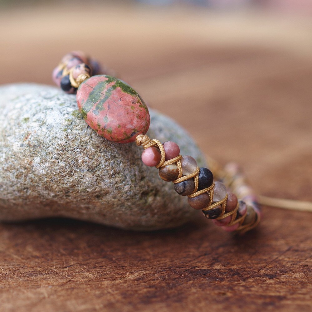 Pure Love - Rhodonite Raw Stone Bracelet 0 - TeamPlanting