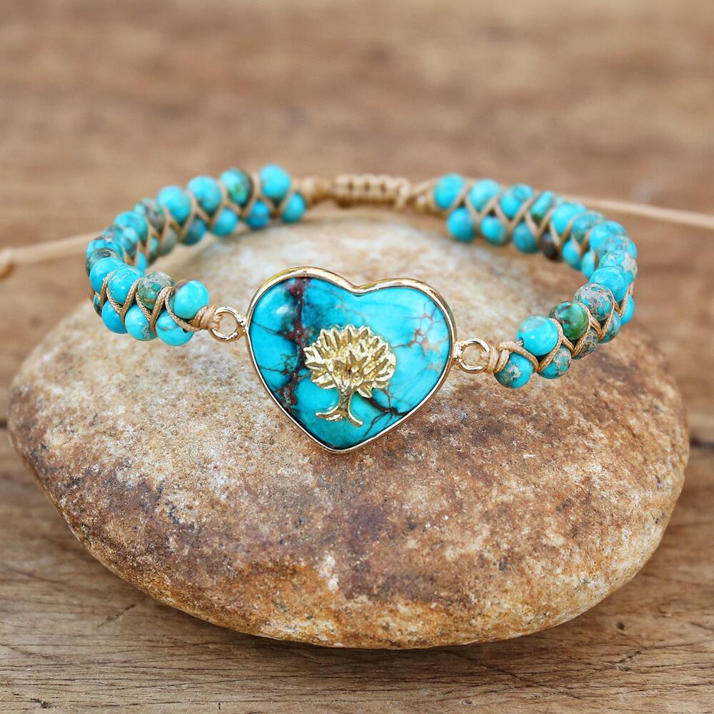 Harmonious Fate - Turquoise Tree of Life Heart Bracelet - TeamPlanting
