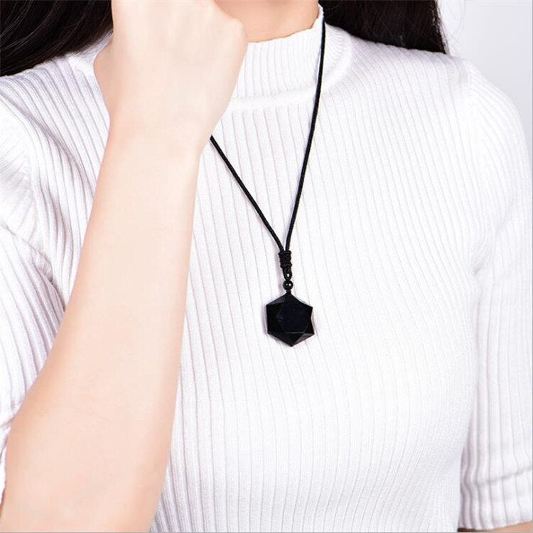 Triple Grounding - Obsidian Hexagram Necklace 0 - TeamPlanting