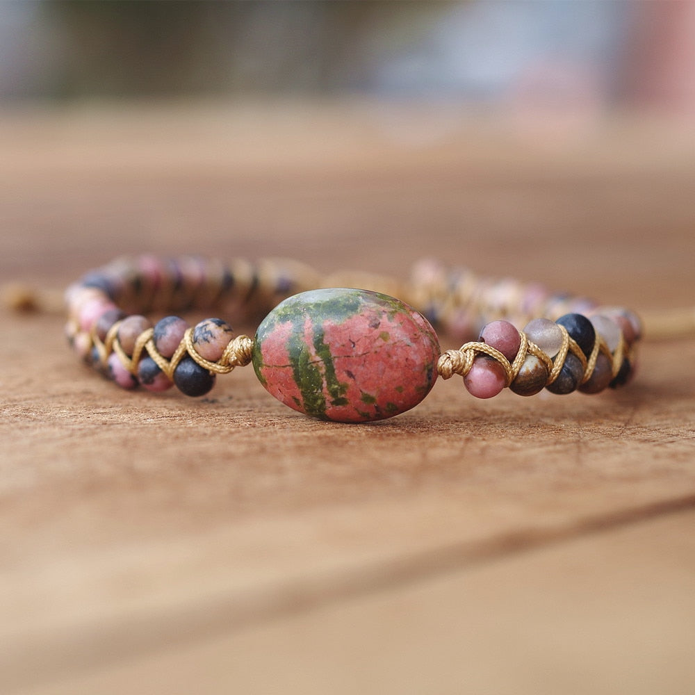 Pure Love - Rhodonite Raw Stone Bracelet 0 - TeamPlanting