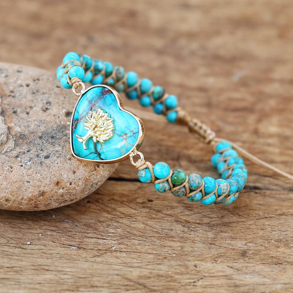 Harmonious Fate - Turquoise Tree of Life Heart Bracelet - TeamPlanting