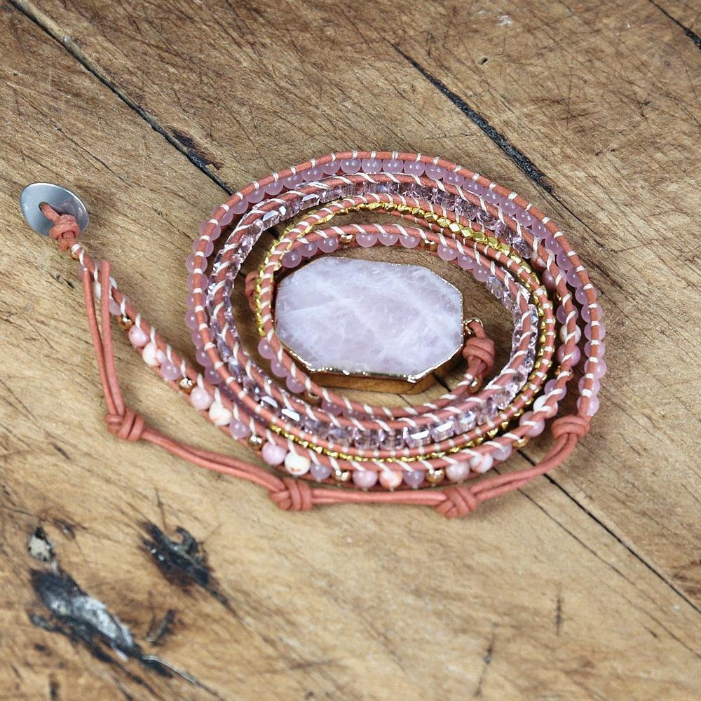 Fiery Love - Rose Quartz Wrap Bracelet 0 - TeamPlanting