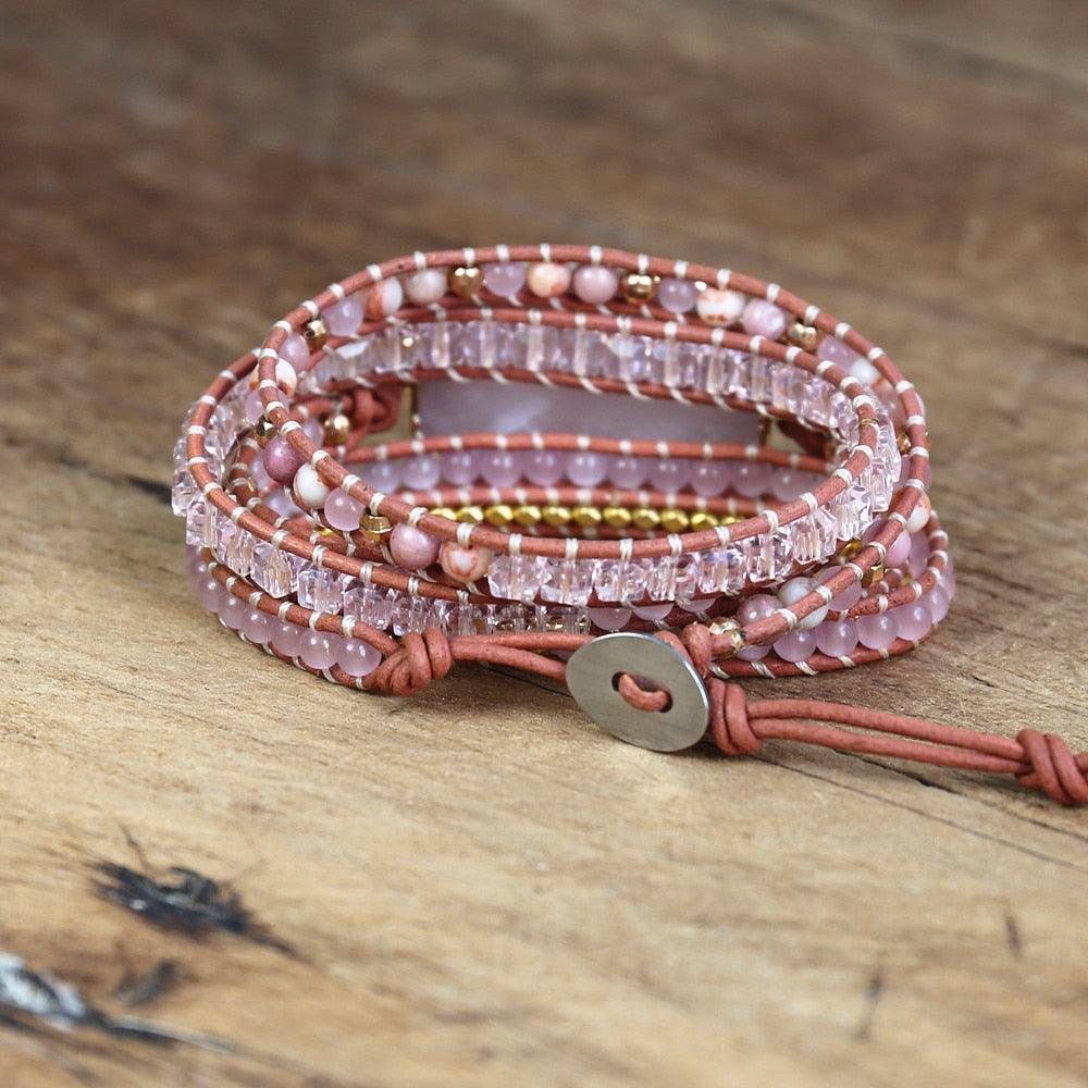 Fiery Love - Rose Quartz Wrap Bracelet 0 - TeamPlanting