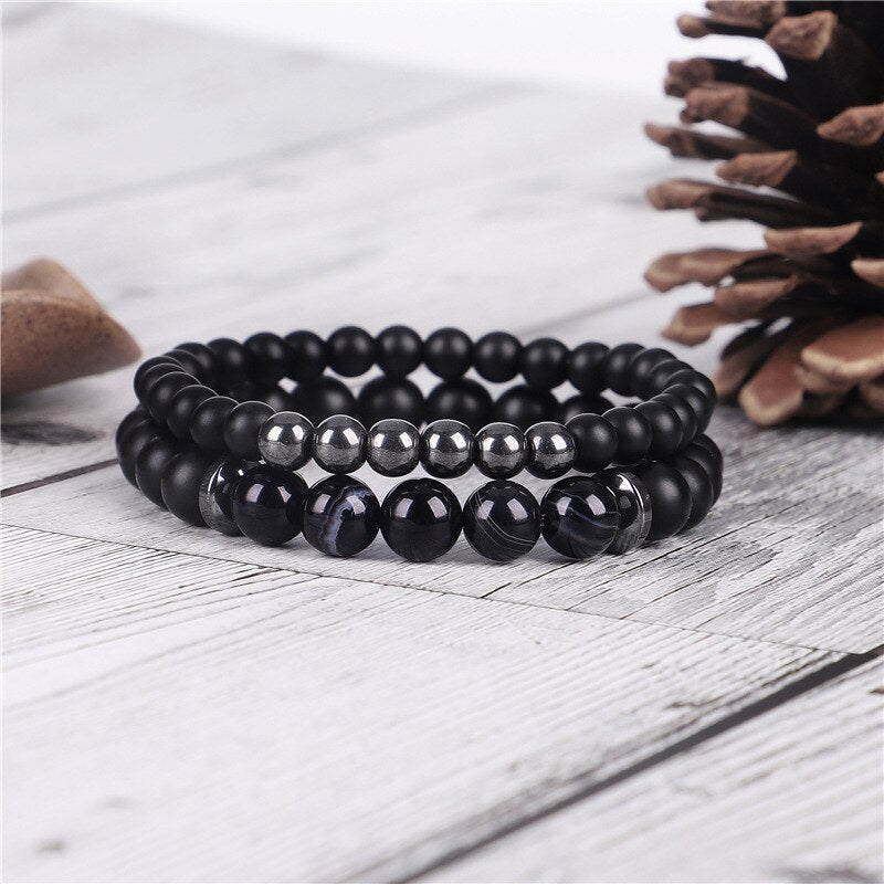 Intrinsic Anti-Anxiety - Hematite Obsidian Double Bracelet 0 - TeamPlanting