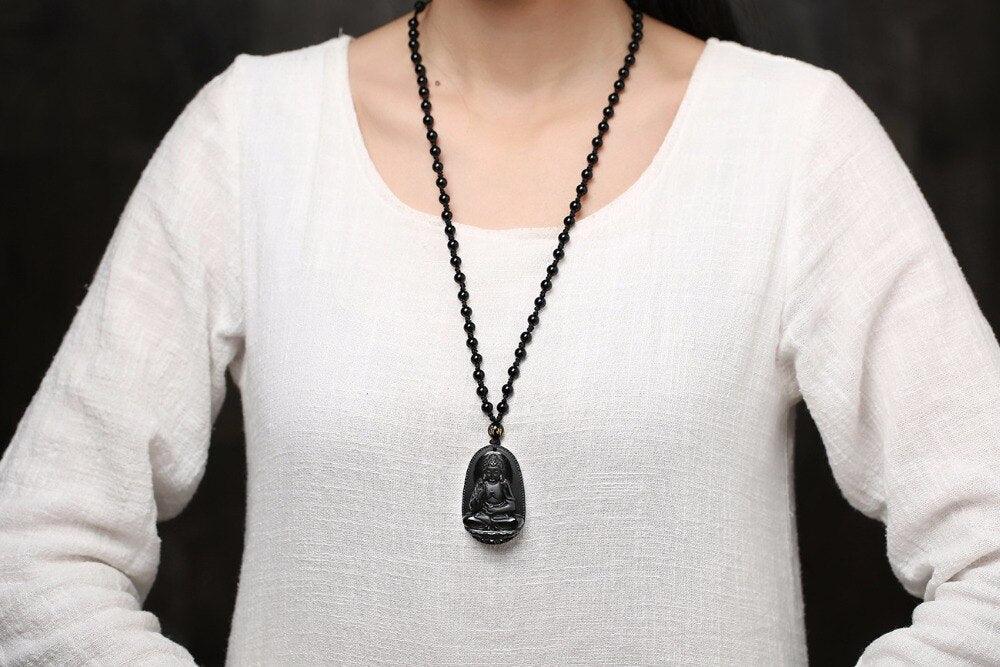 Boundless Wealth - Obsidian Buddha Avatar Necklace 0 - TeamPlanting