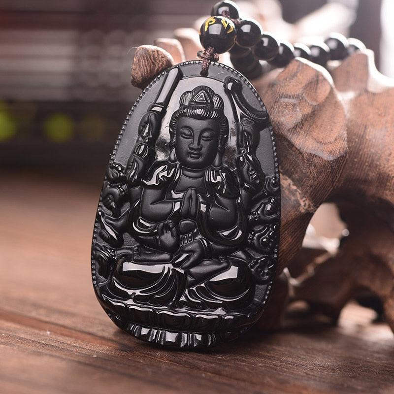 Boundless Wealth - Obsidian Buddha Avatar Necklace 0 - TeamPlanting