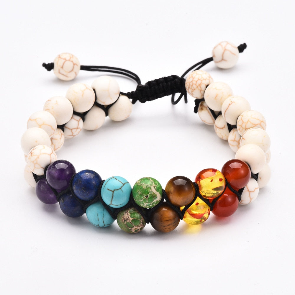 Majestic Illumination - Howlite Chakra Stone Dual Bracelet 0 - TeamPlanting
