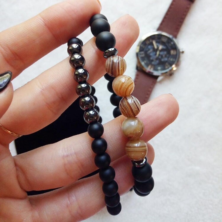 Soothing Protection - Hematite Agate Bracelet Set - TeamPlanting