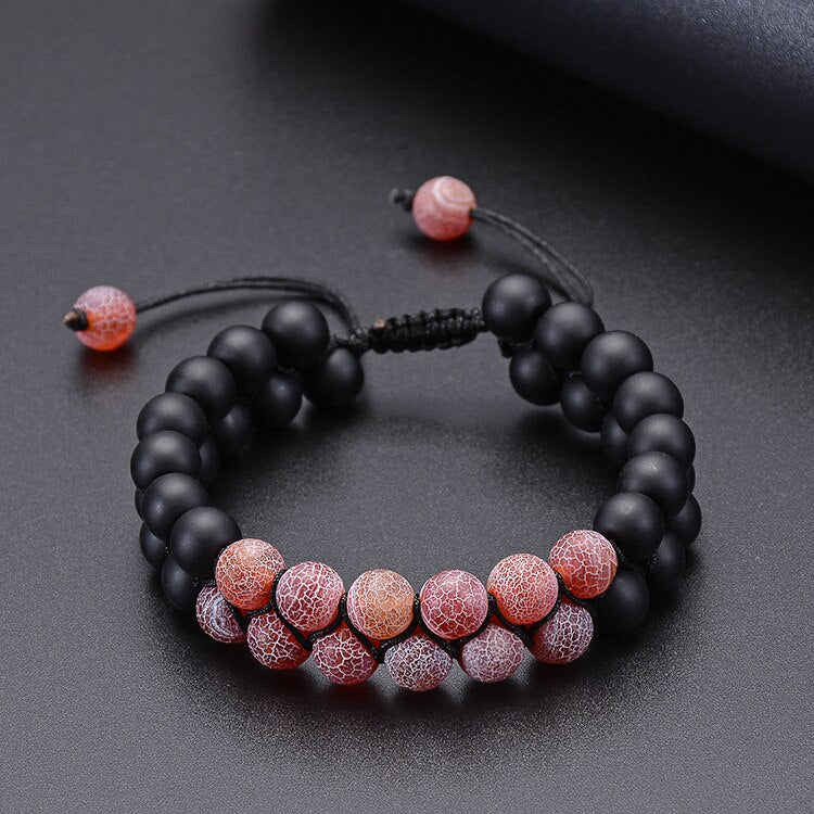 Intensive Healing - Pink Agate Onyx Mantra Dual Bracelet 0 - TeamPlanting