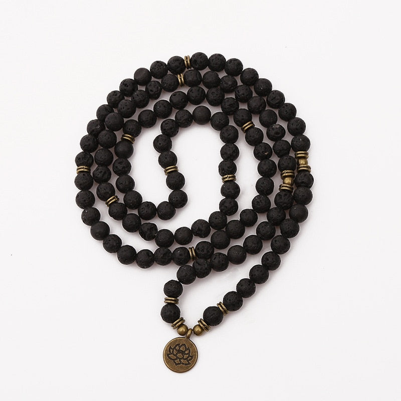 Fierce Protector - Lotus Charm Lava Prayer Bracelet - TeamPlanting