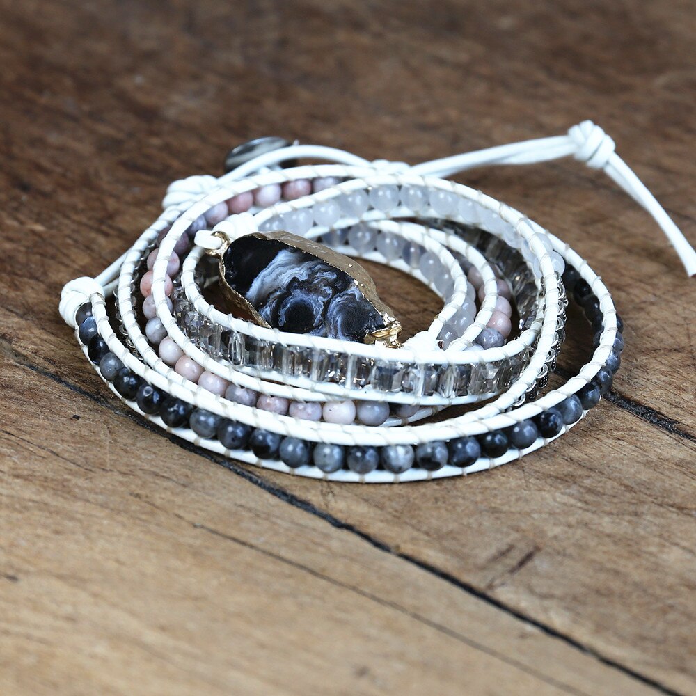Invincible Harmonizer - Black Agate Wrap Bracelet - TeamPlanting