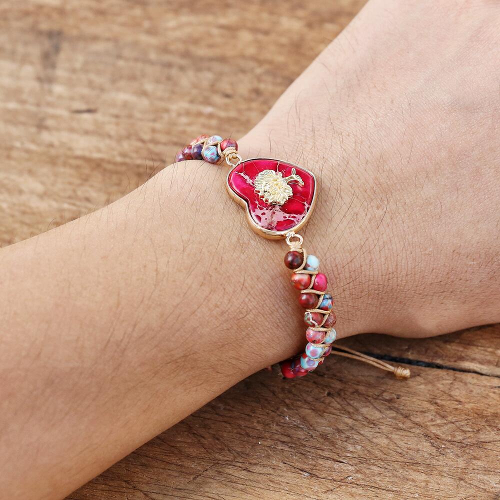 Positive Gloom - Red Jasper Tree of Life Heart Bracelet - TeamPlanting
