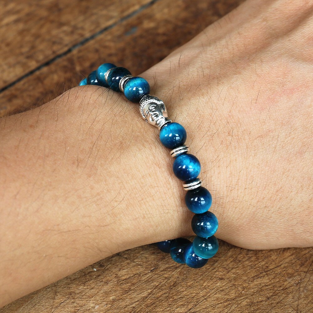 Intense Power - Blue Tiger's Eye Buddah Bracelet - TeamPlanting