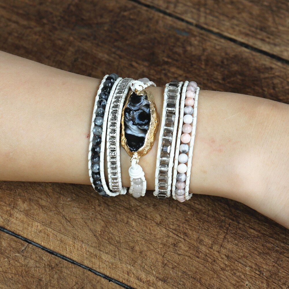 Invincible Harmonizer - Black Agate Wrap Bracelet - TeamPlanting