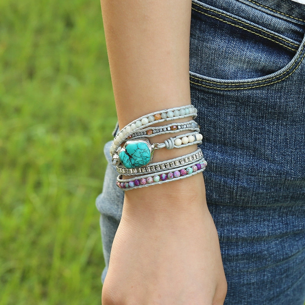 Plentiful Tranquility - Jasper Turquoise Wrap Bracelet 0 - TeamPlanting