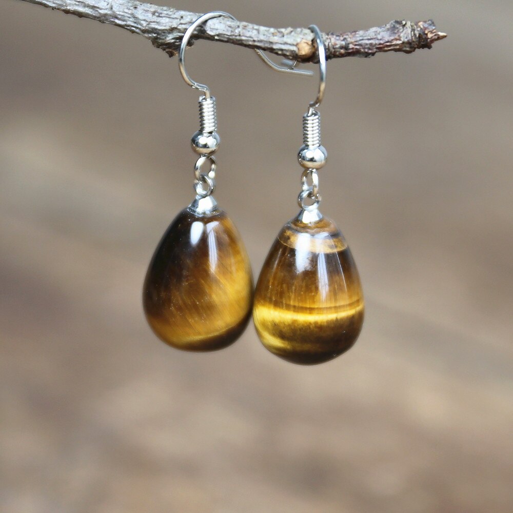 Fulfilling Energy - Tiger's Eye Teardrop Earrings - TeamPlanting