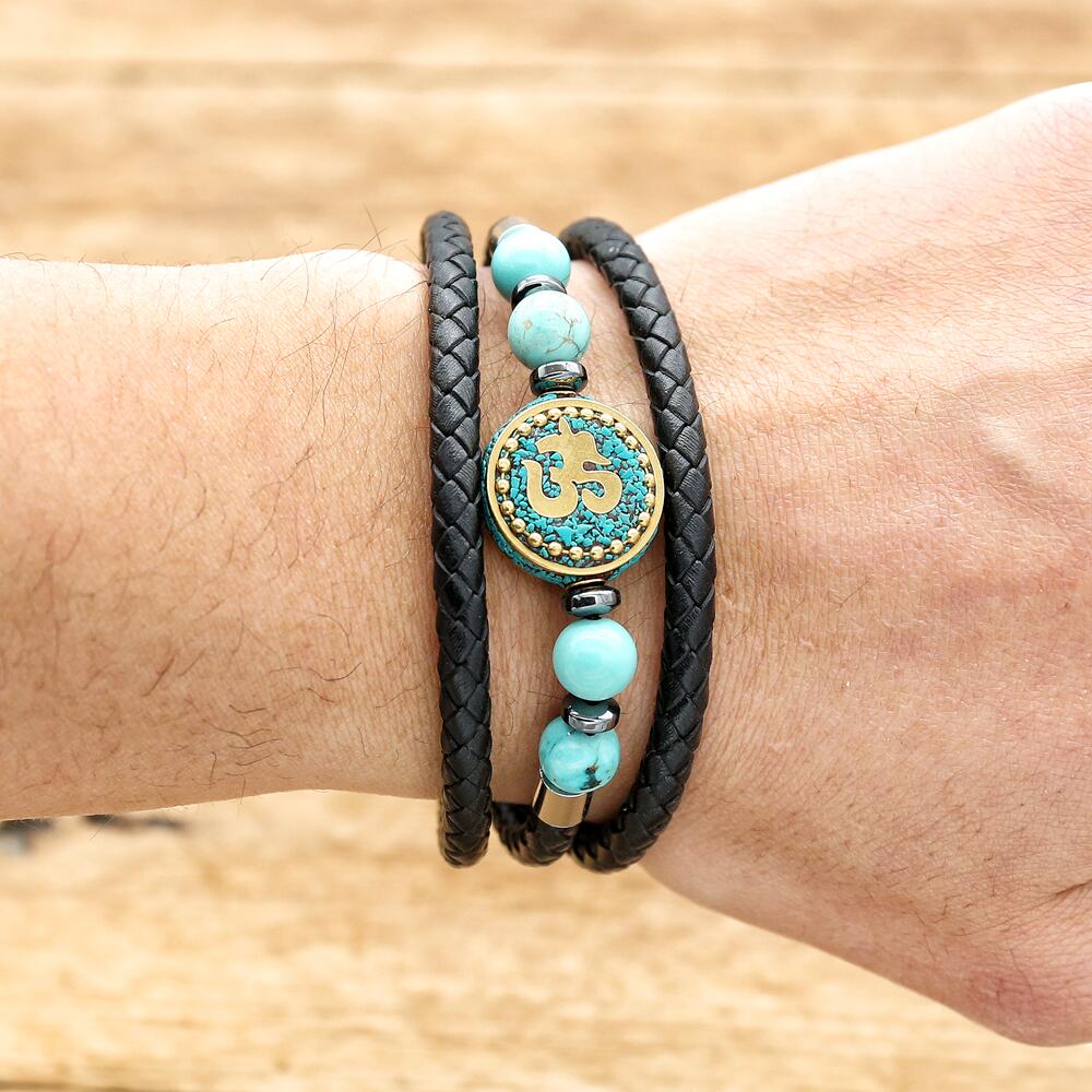 Mystic Healing - Turquoise OM Braided Bracelet - TeamPlanting