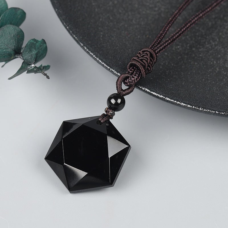Triple Grounding - Obsidian Hexagram Necklace 0 - TeamPlanting