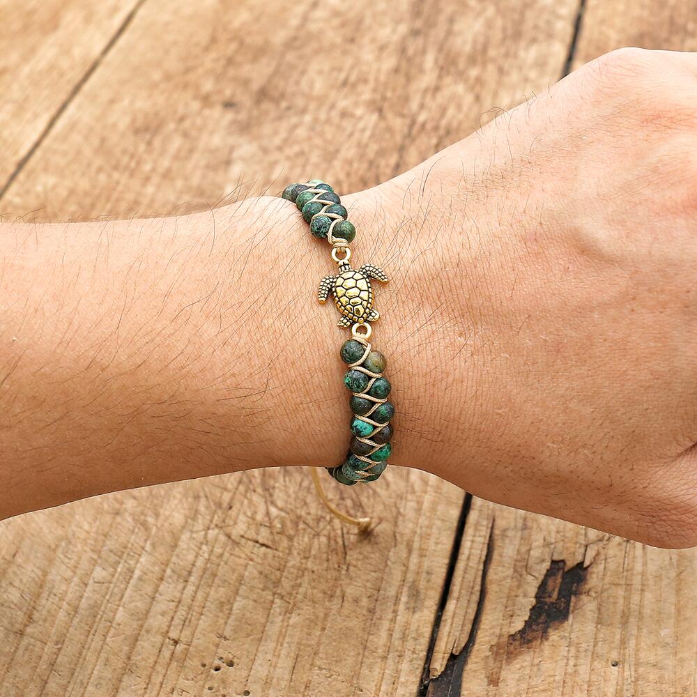 Shielding Tranquility - Sea Turtle Rainforest Jasper Bracelet - TeamPlanting