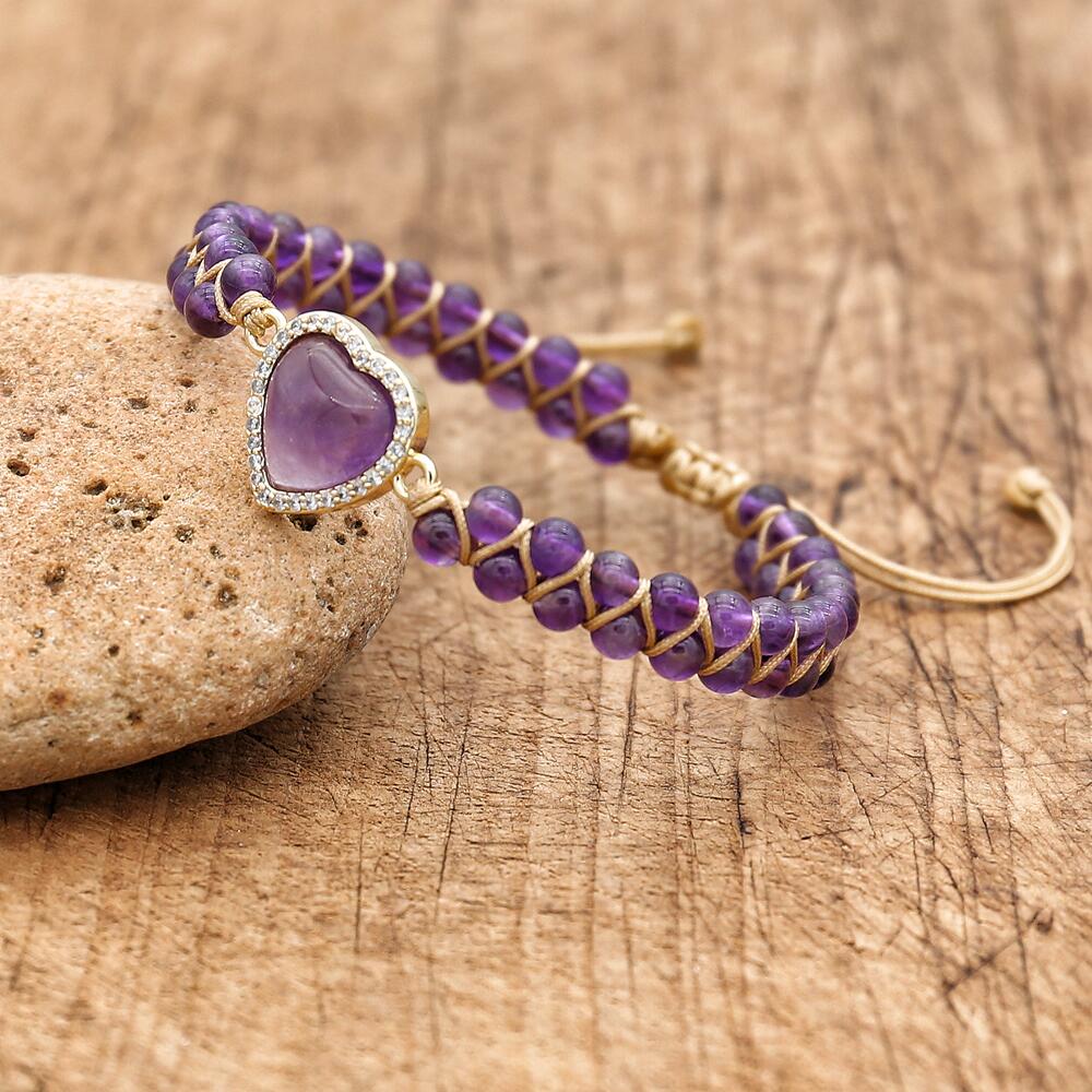 Aligned Compassion - Amethyst Heart Bracelet - TeamPlanting