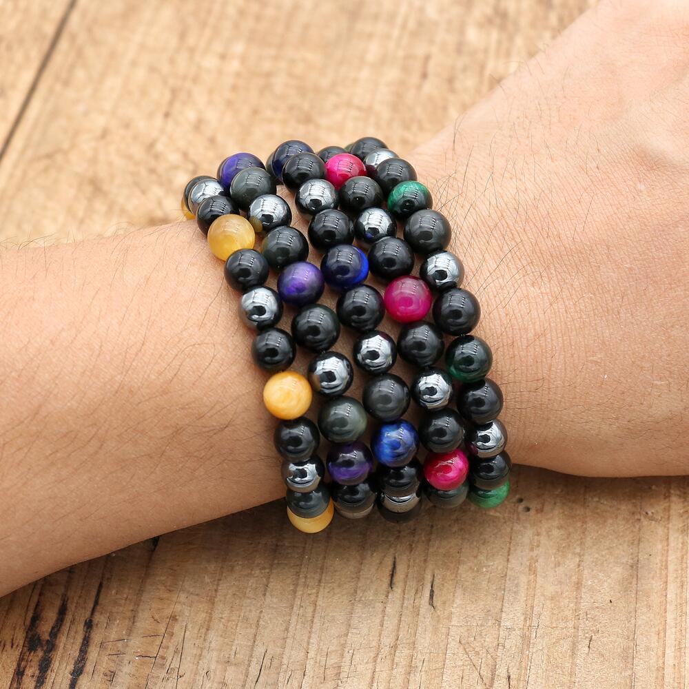 Natural Vigor - Obsidian Hematite Tiger's Eye Bracelet - TeamPlanting