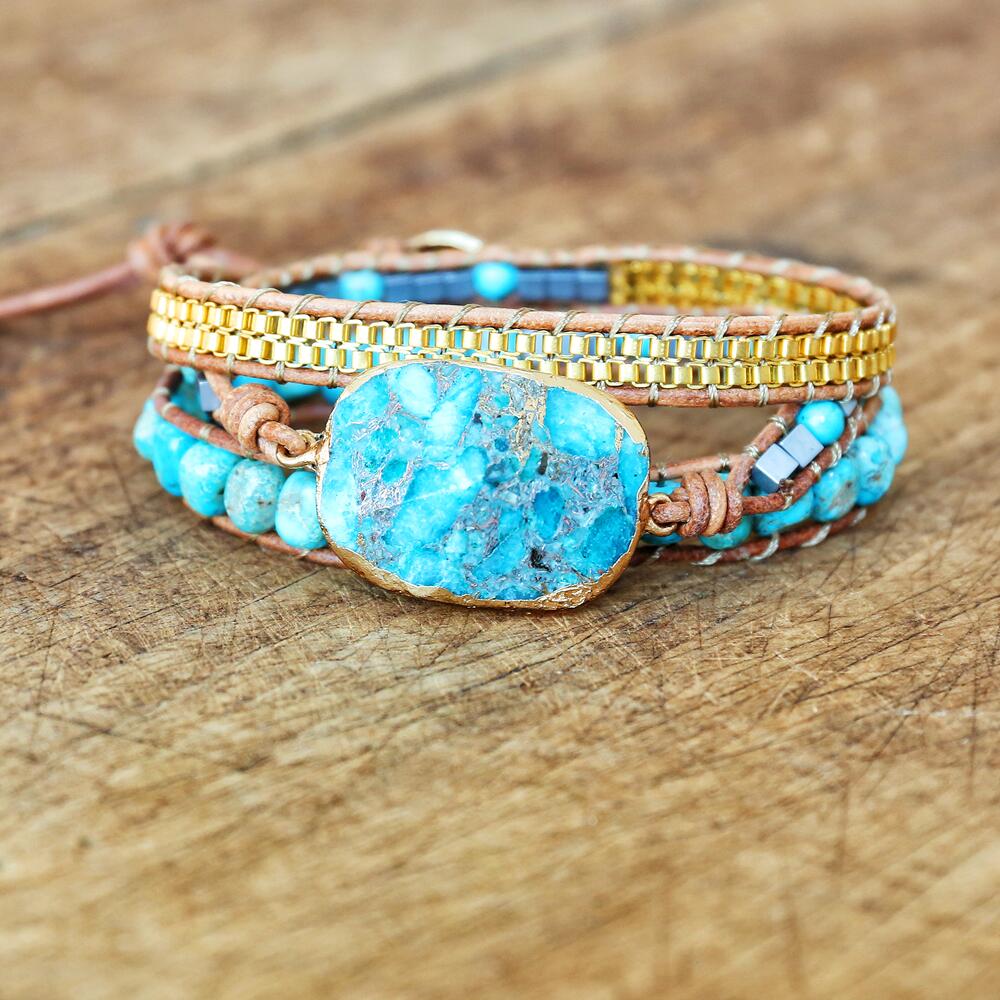 Iridescent Balance - Turquoise Wrap Bracelet - TeamPlanting
