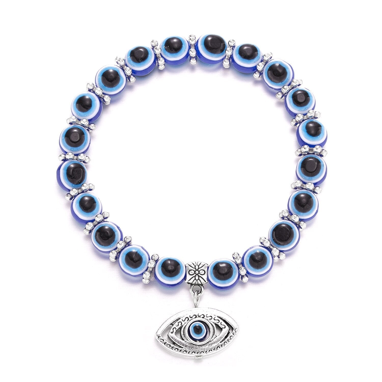 Utmost Protection - Evil Eye Silver Charm Bracelet 0 - TeamPlanting