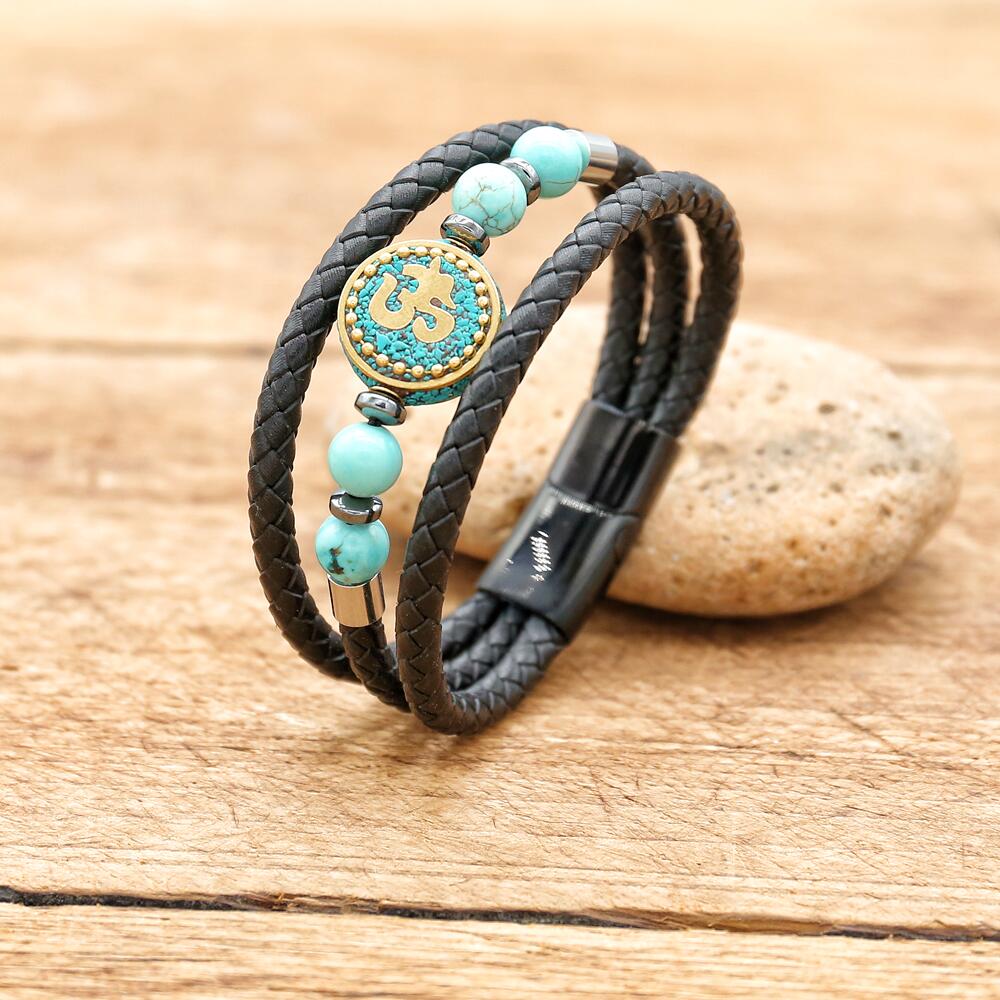 Mystic Healing - Turquoise OM Braided Bracelet - TeamPlanting