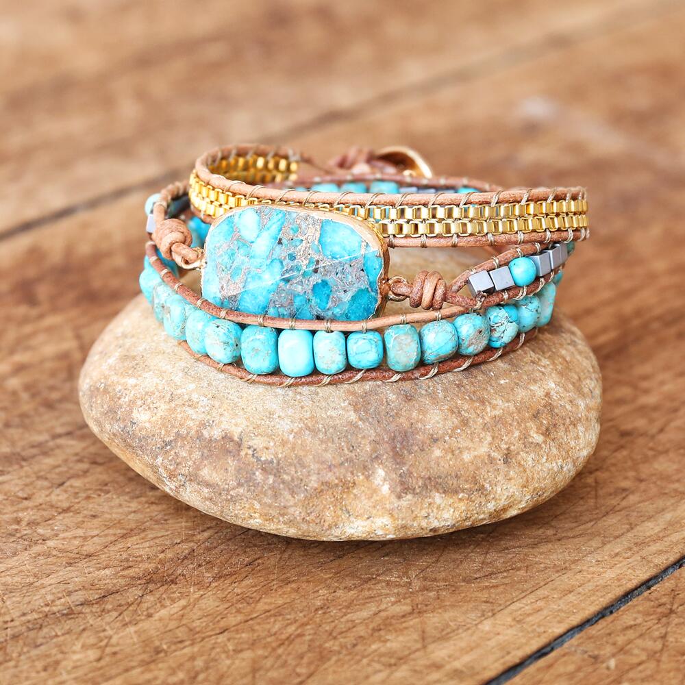 Iridescent Balance - Turquoise Wrap Bracelet - TeamPlanting